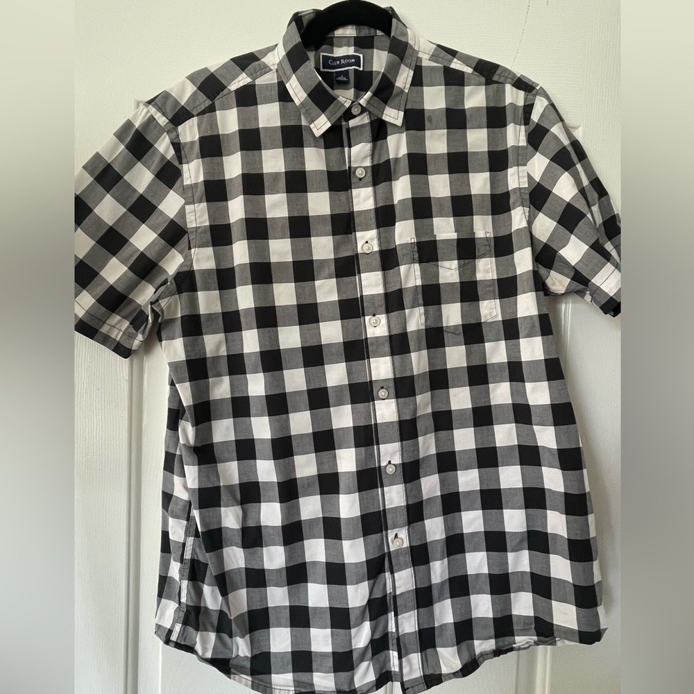 Men's Black and White Checkered Shirt
